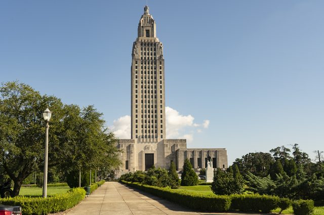 Louisiana State Capitol building in Baton Rouge representing divorce jurisdiction