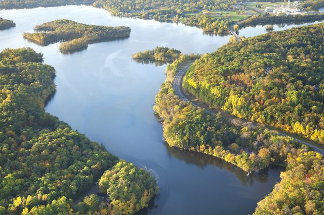 Aerial view of Minnesota landscape with winding roads and natural beauty, representing the journey through divorce proceedings in the North Star State