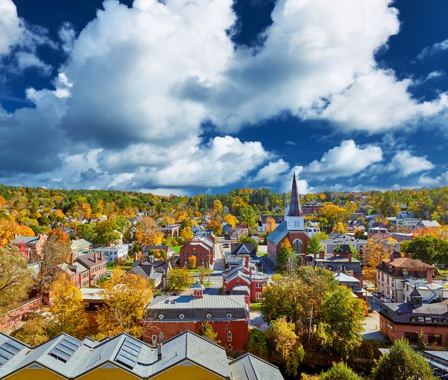 Autumn town skyline representing New Hampshire custody and parenting plan guidance under RSA 461-A